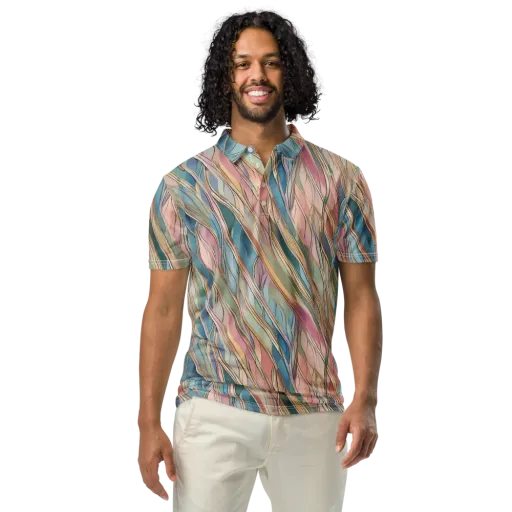 Ribbon Tide on a Men's Slim Fit Polo Shirt