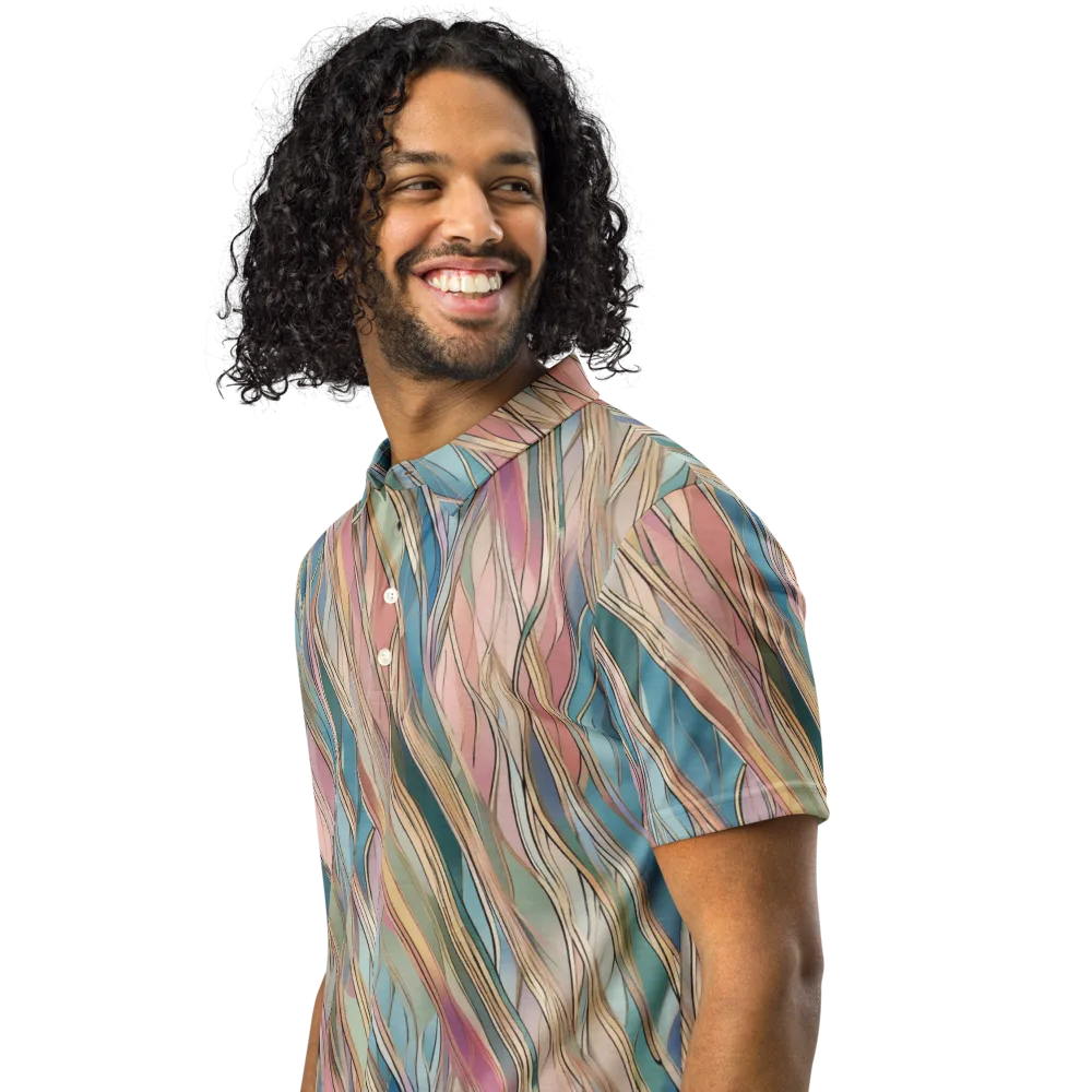 Ribbon Tide on Men's Slim Fit Polo Shirt — Left Front