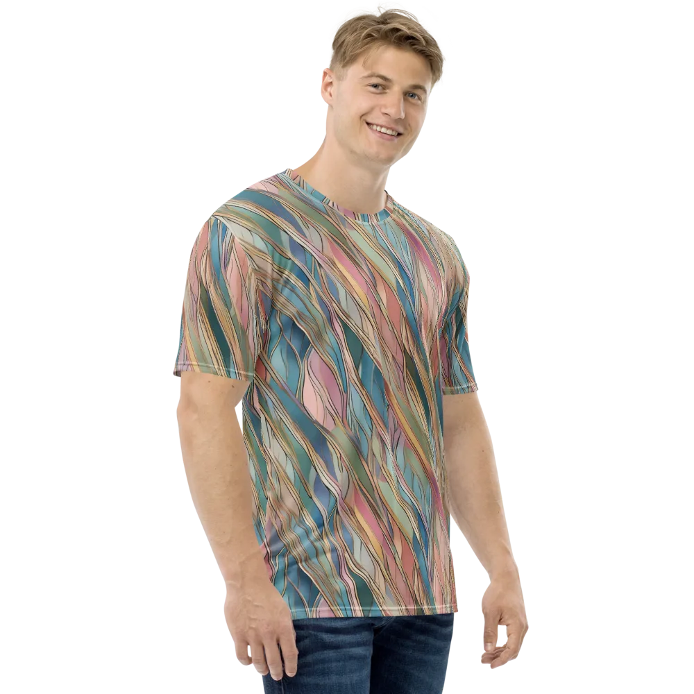 Ribbon Tide on Men's Crew Neck T-Shirt — Right