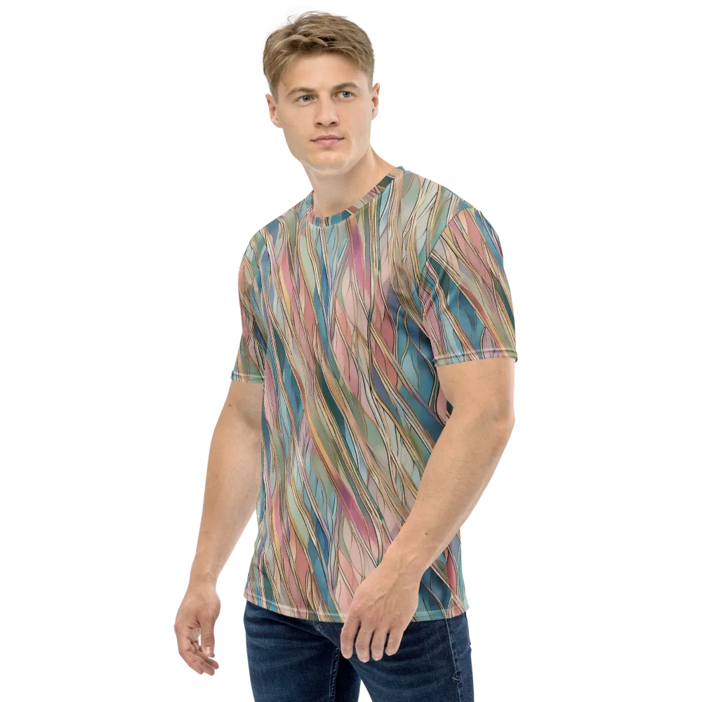 Ribbon Tide on Men's Crew Neck T-Shirt — Left