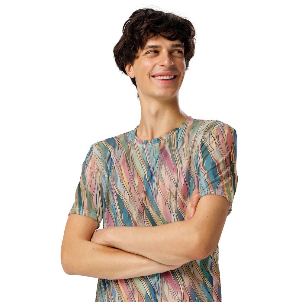 Ribbon Tide on Men's Crew Neck T-Shirt — Left Front