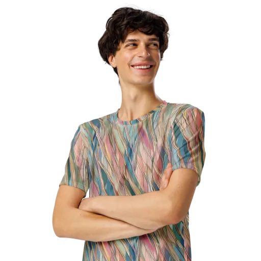 Ribbon Tide on a Men's Crew Neck T-Shirt