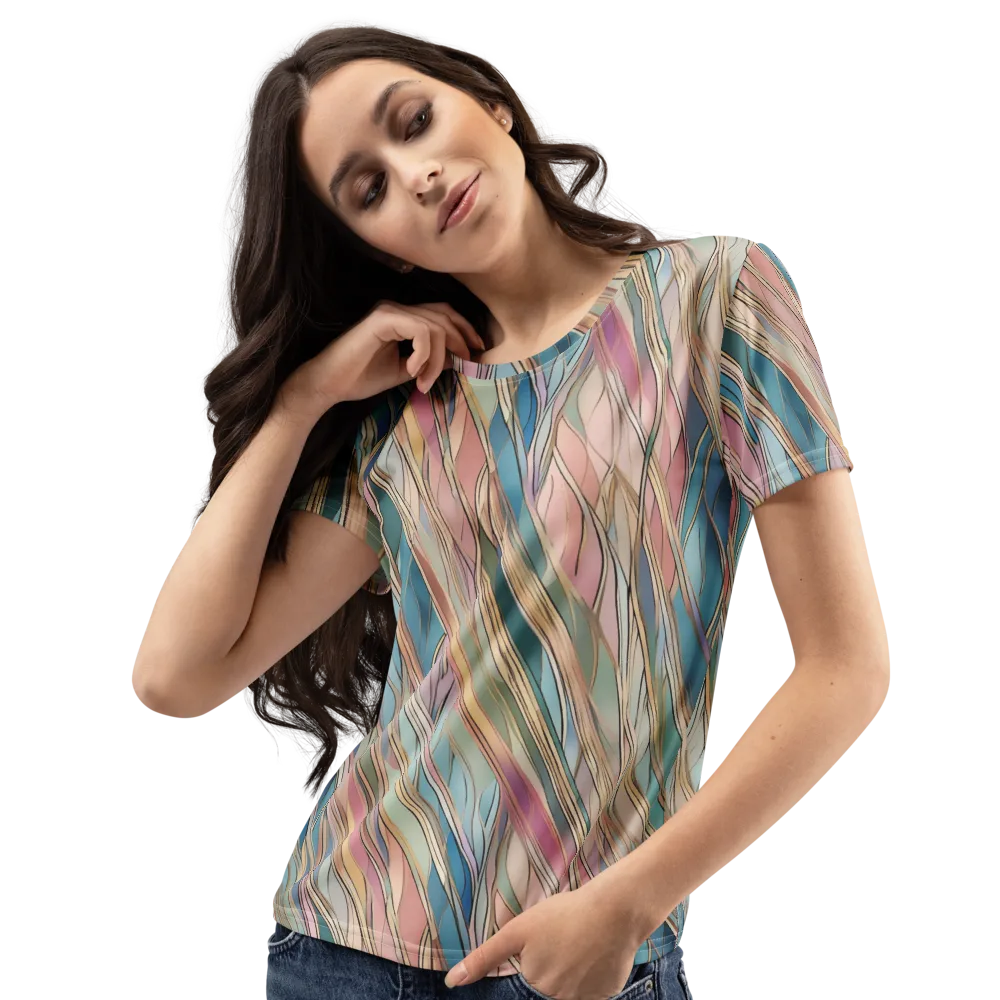 Ribbon Tide on Women's Crew Neck T-Shirt — Left Front