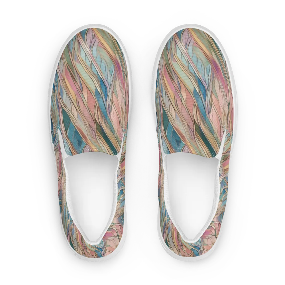 Ribbon Tide on Men's Slip-On Canvas Shoes — Front