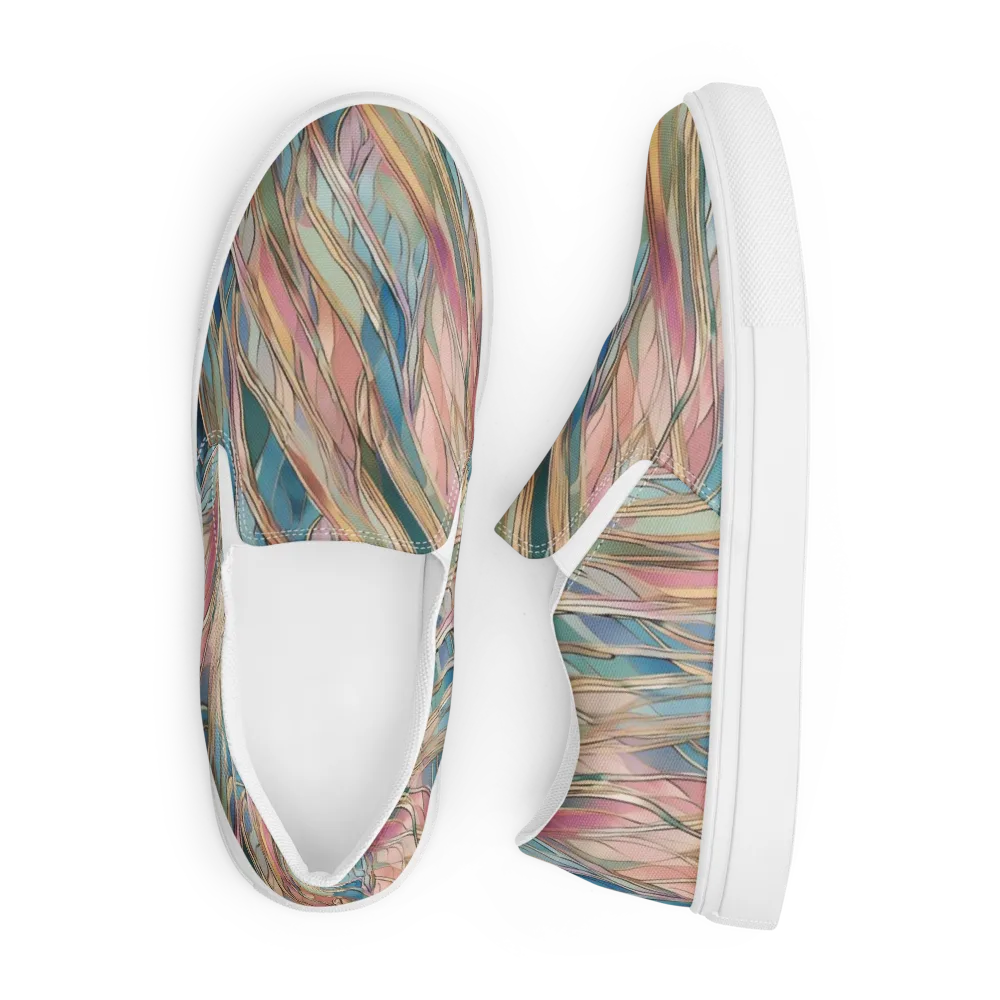 Ribbon Tide on Men's Slip-On Canvas Shoes — Front