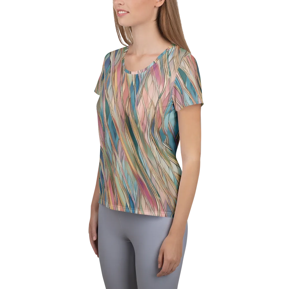 Ribbon Tide on Women's Athletic T-Shirt — Left