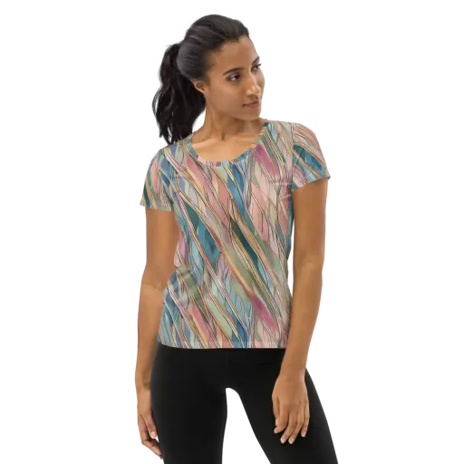 Ribbon Tide on a Women's Athletic T-Shirt