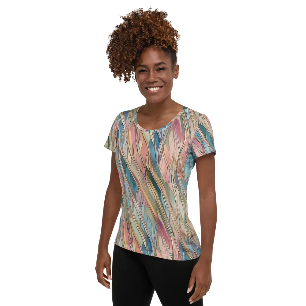 Ribbon Tide on Women's Athletic T-Shirt — Left