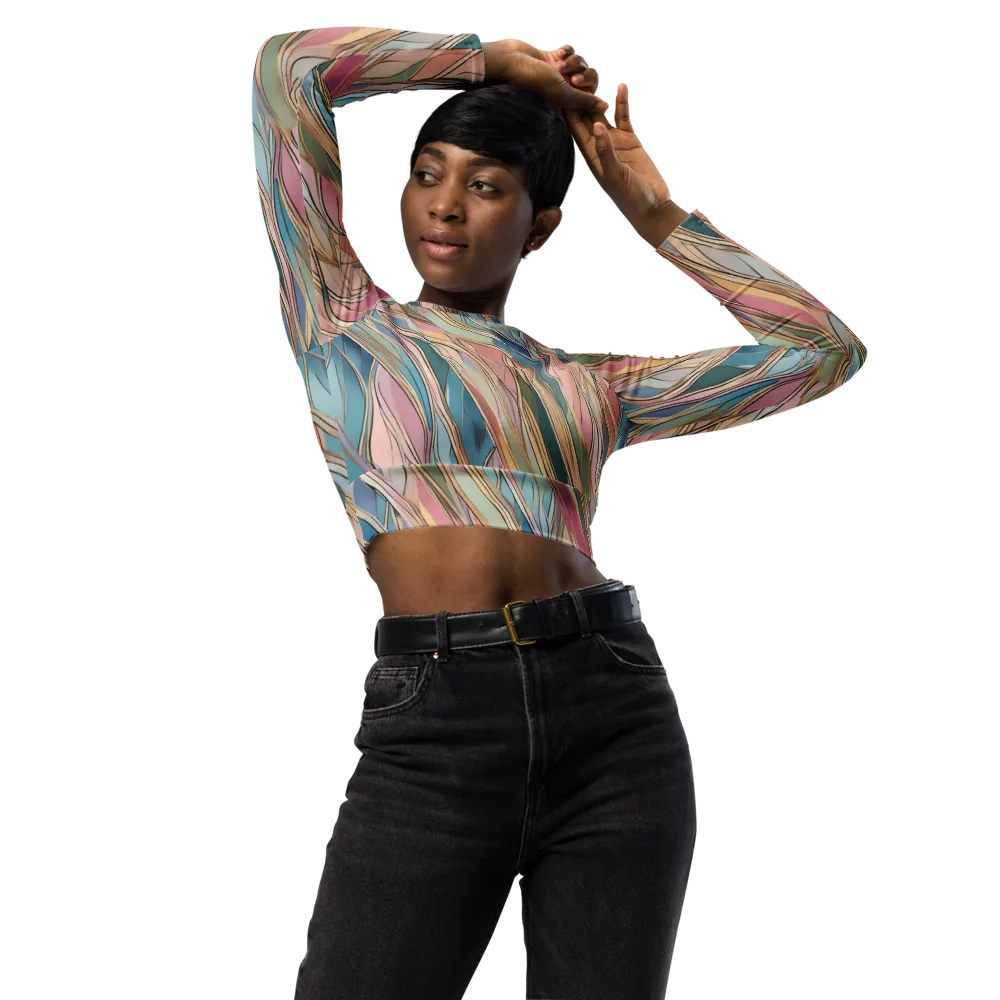 Ribbon Tide on Long Sleeve Crop Top — Front