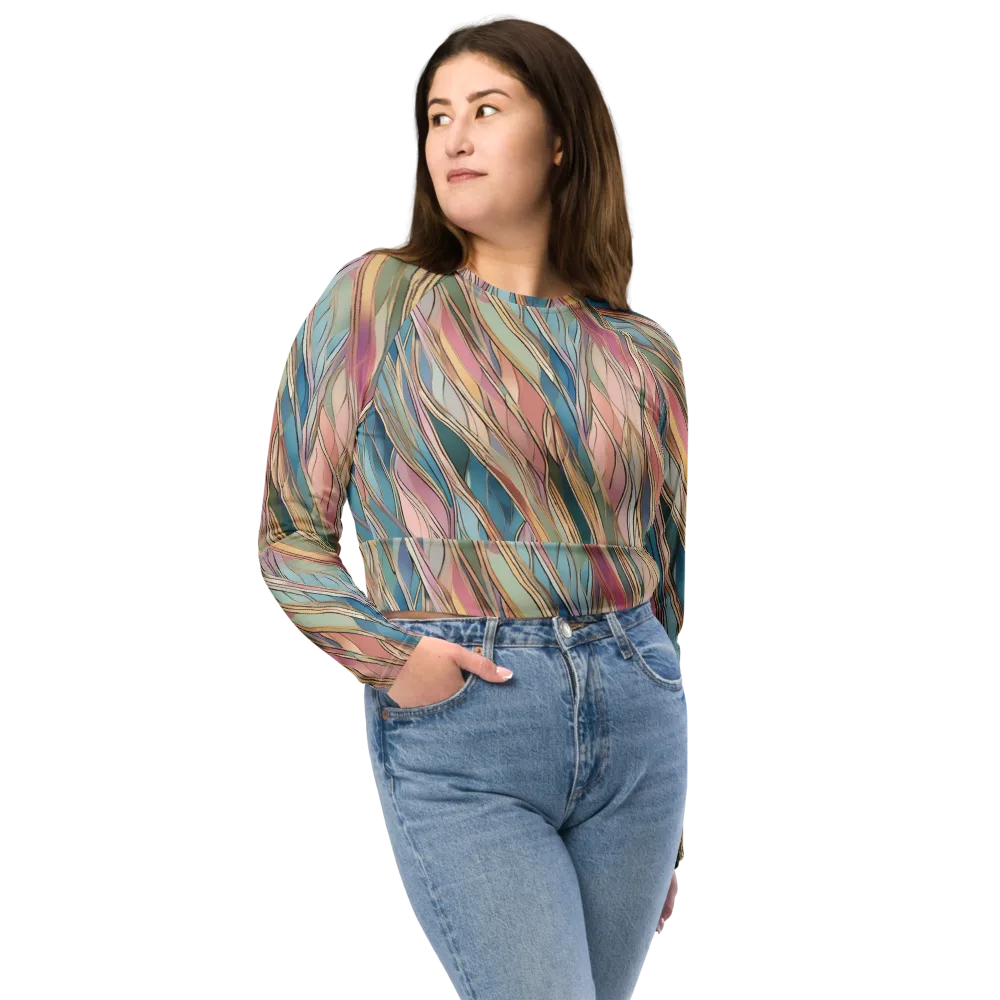 Ribbon Tide on Long Sleeve Crop Top — Front