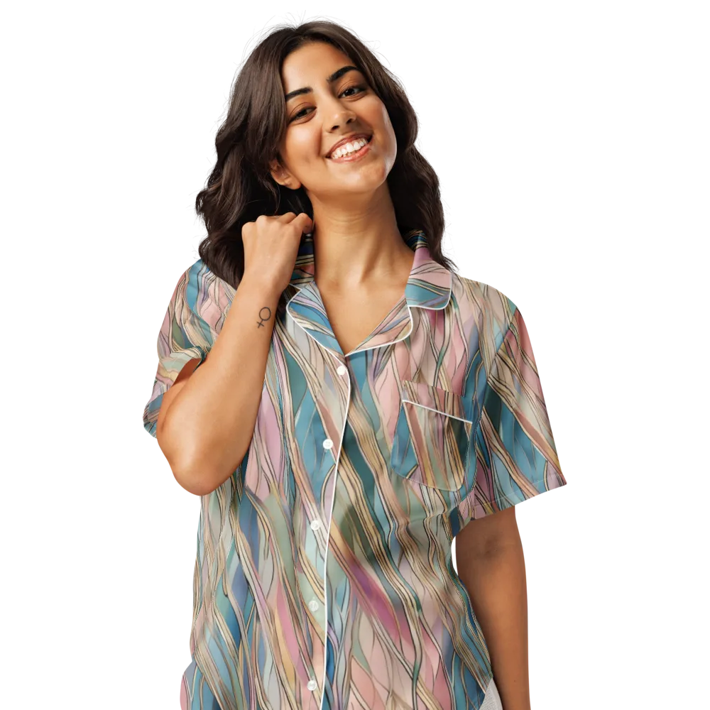 Ribbon Tide on Women's Short Sleeve Pajama Top — Front