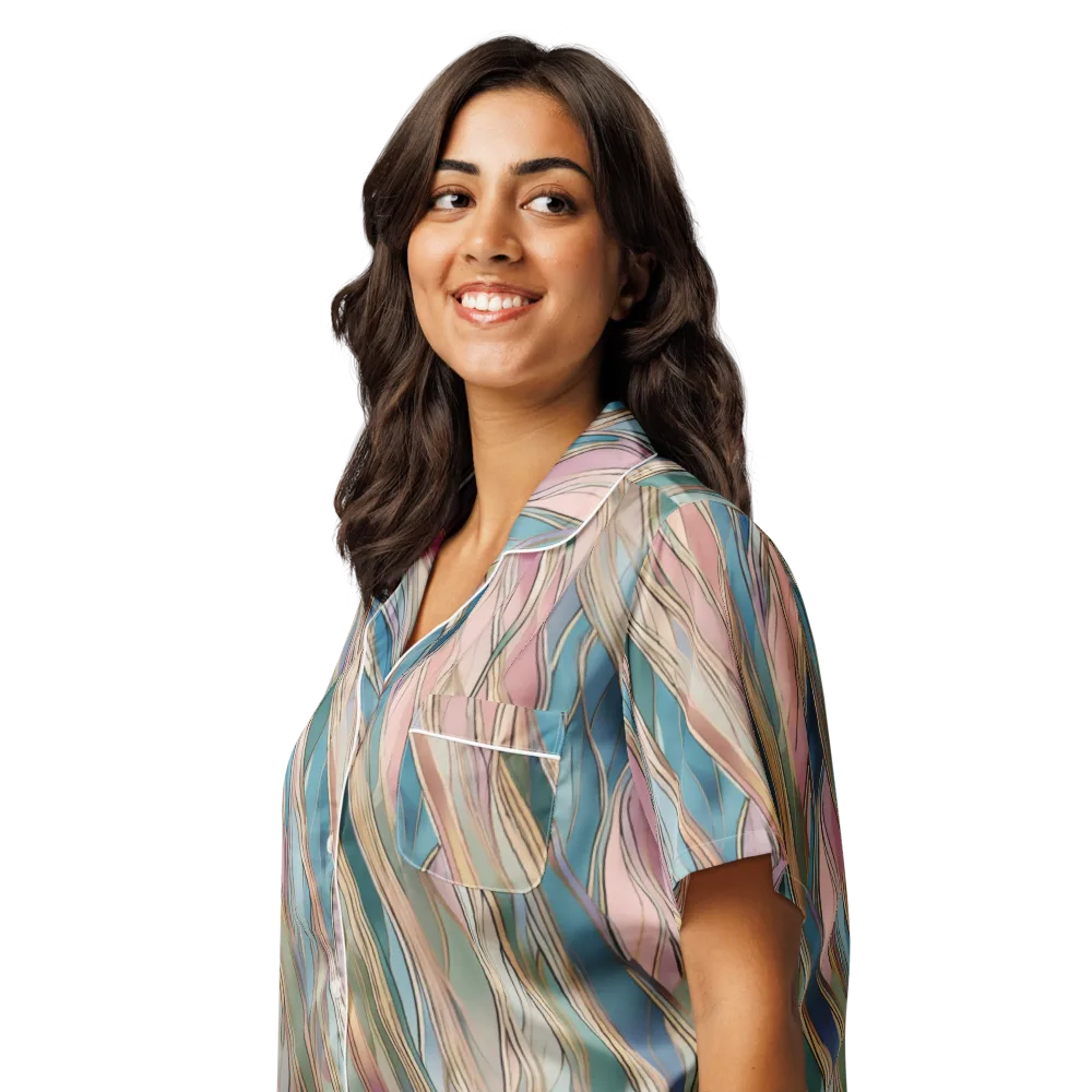 Ribbon Tide on Women's Short Sleeve Pajama Top — Left Front