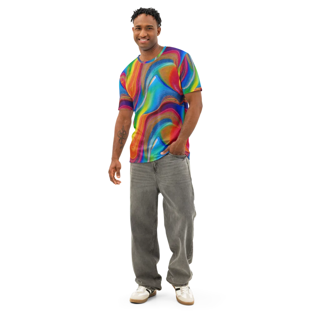 Aurora Fold on Men's Cotton Crew Neck T-Shirt — Front