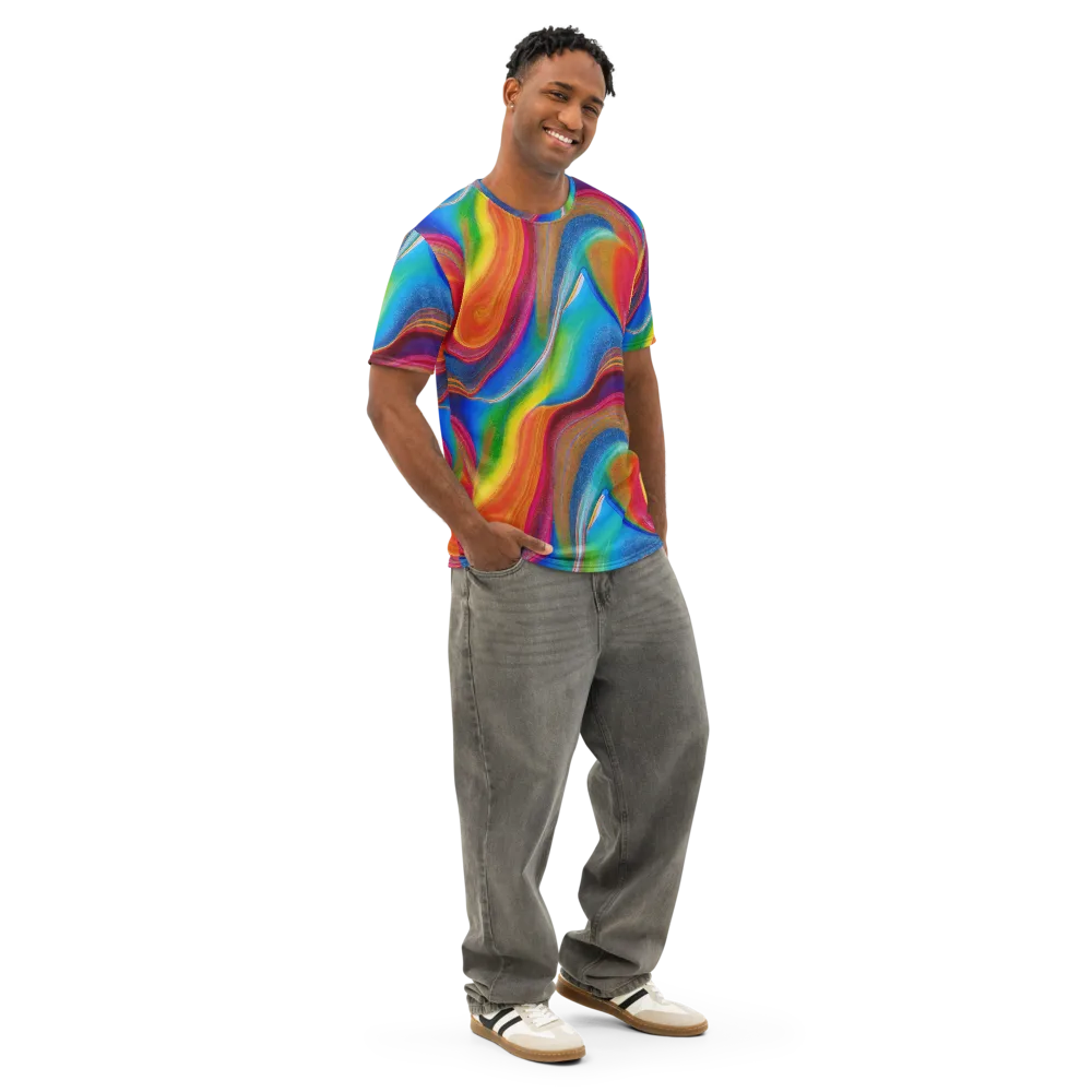 Aurora Fold on Men's Cotton Crew Neck T-Shirt — Right Front