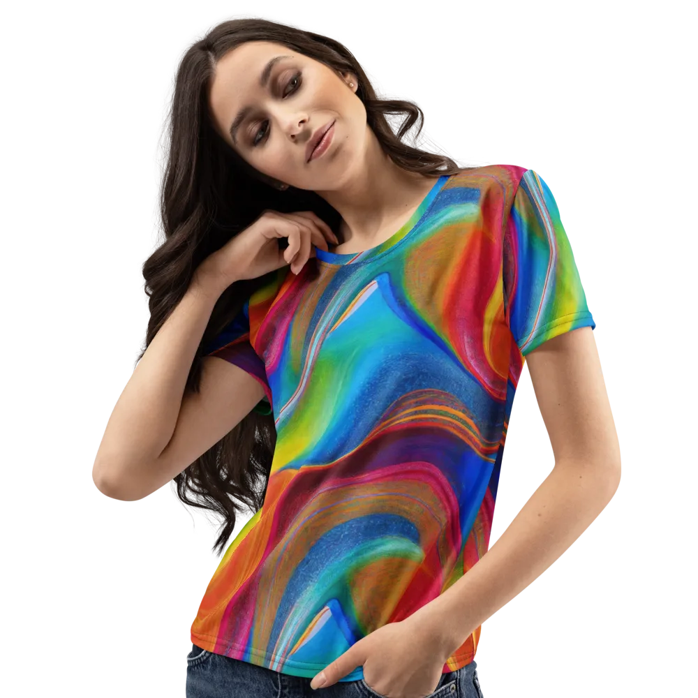 Aurora Fold on Women's Crew Neck T-Shirt — Left Front