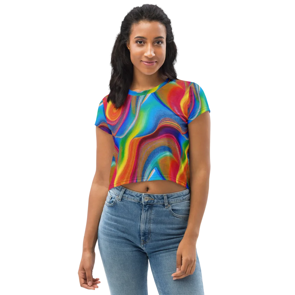 Aurora Fold on Crop Tee — Front