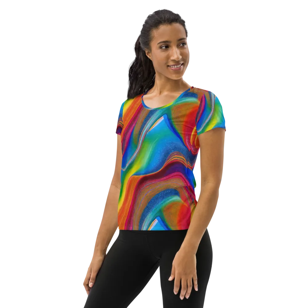 Aurora Fold on Women's Athletic T-Shirt — Left
