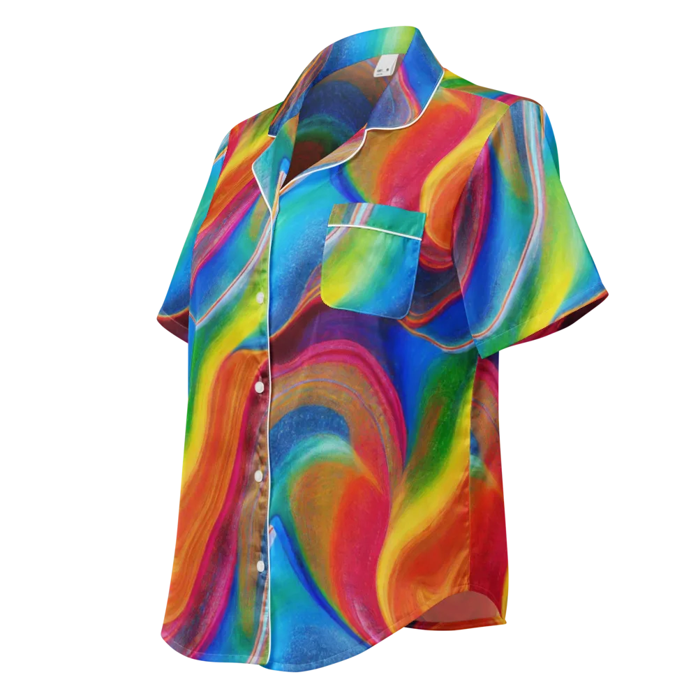 Aurora Fold on Women's Short Sleeve Pajama Top — Left Front