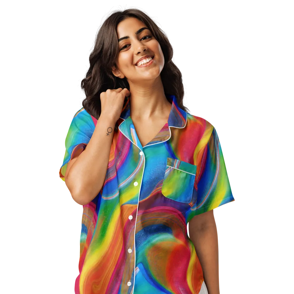 Aurora Fold on Women's Short Sleeve Pajama Top — Front