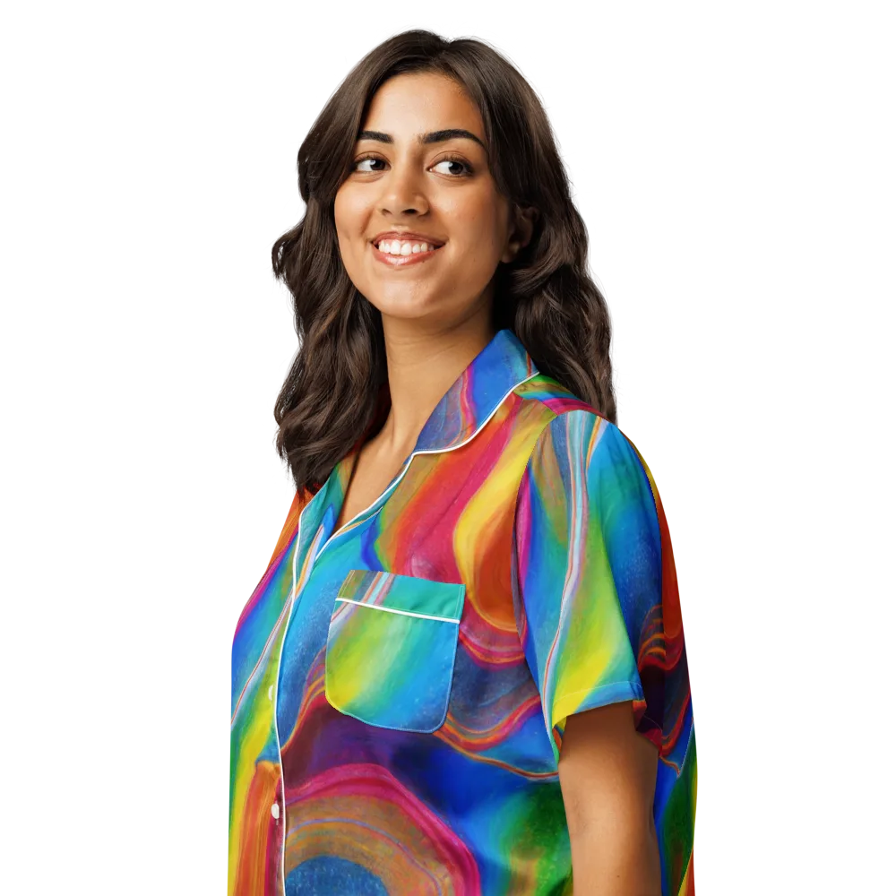 Aurora Fold on Women's Short Sleeve Pajama Top — Left Front