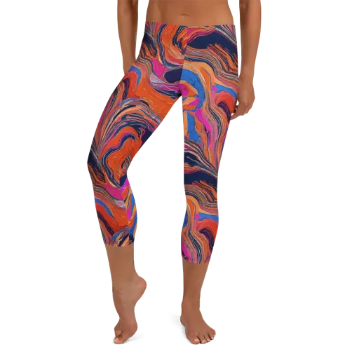 Coral Static on a Capri Leggings