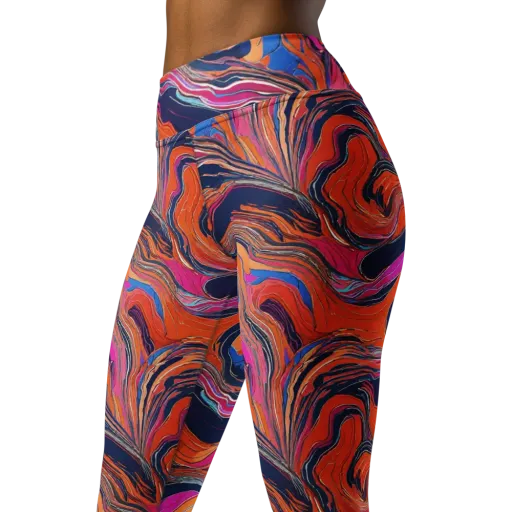 Coral Static on a Yoga Leggings