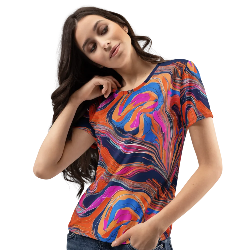 Coral Static on Women's Crew Neck T-Shirt — Left Front