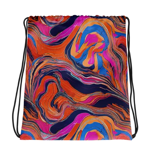 Coral Static on a Drawstring Bag