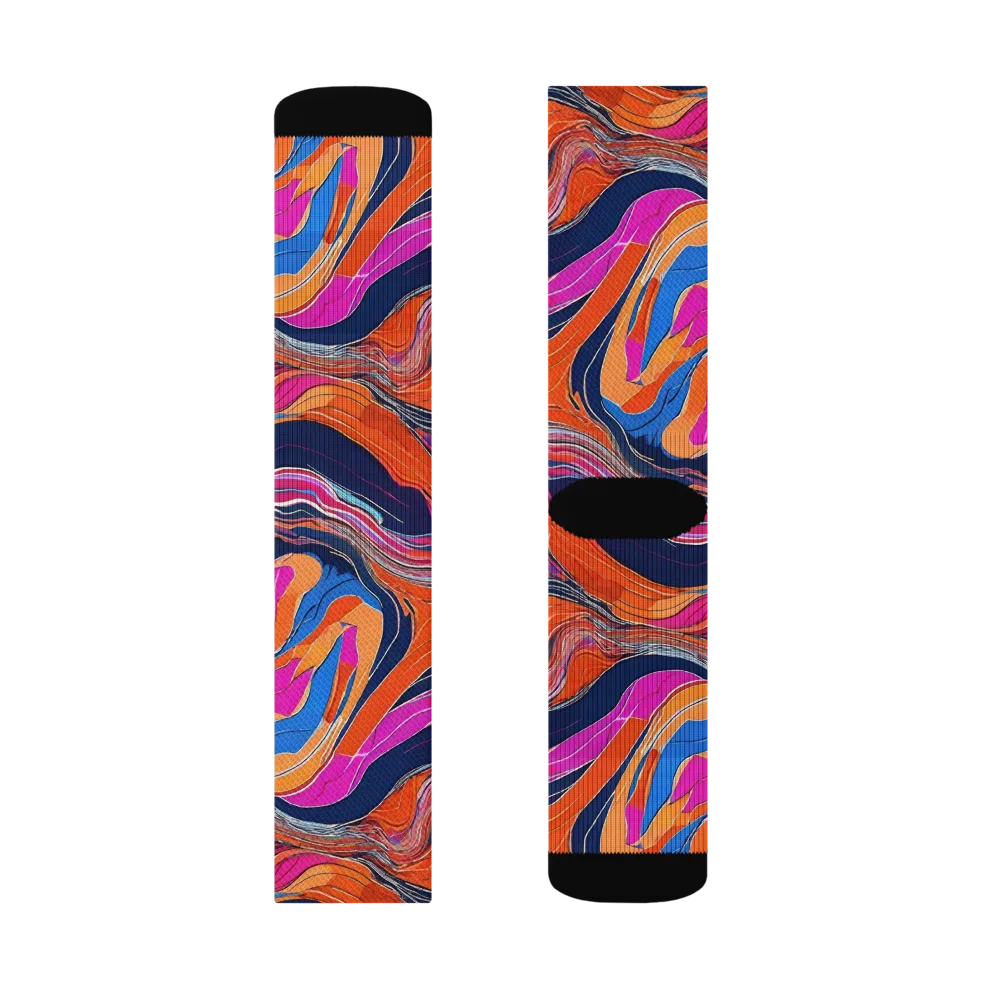 Coral Static on Socks — Left Sock