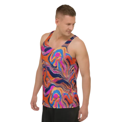 Coral Static on a Men's Tank Top