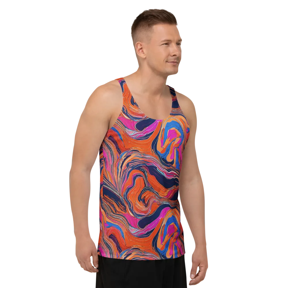 Coral Static on Men's Tank Top — Right Front