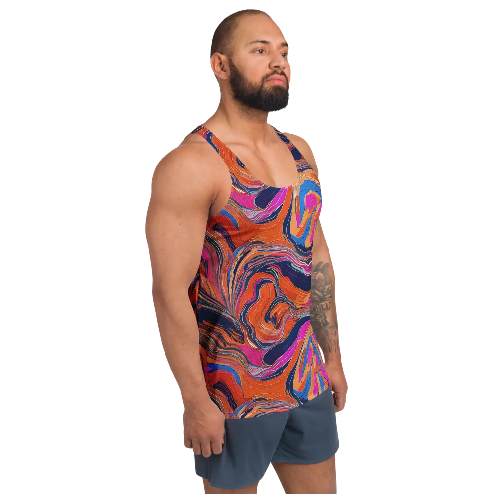 Coral Static on Men's Tank Top — Right Front