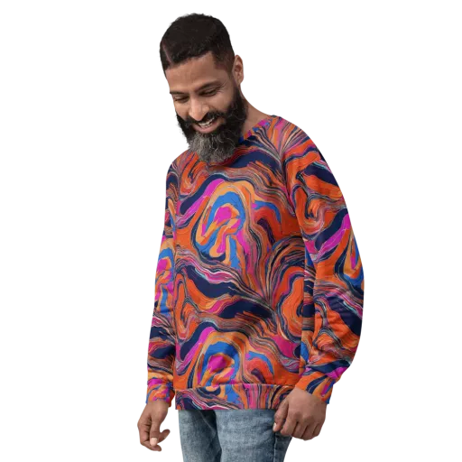 Coral Static on a Sweatshirt