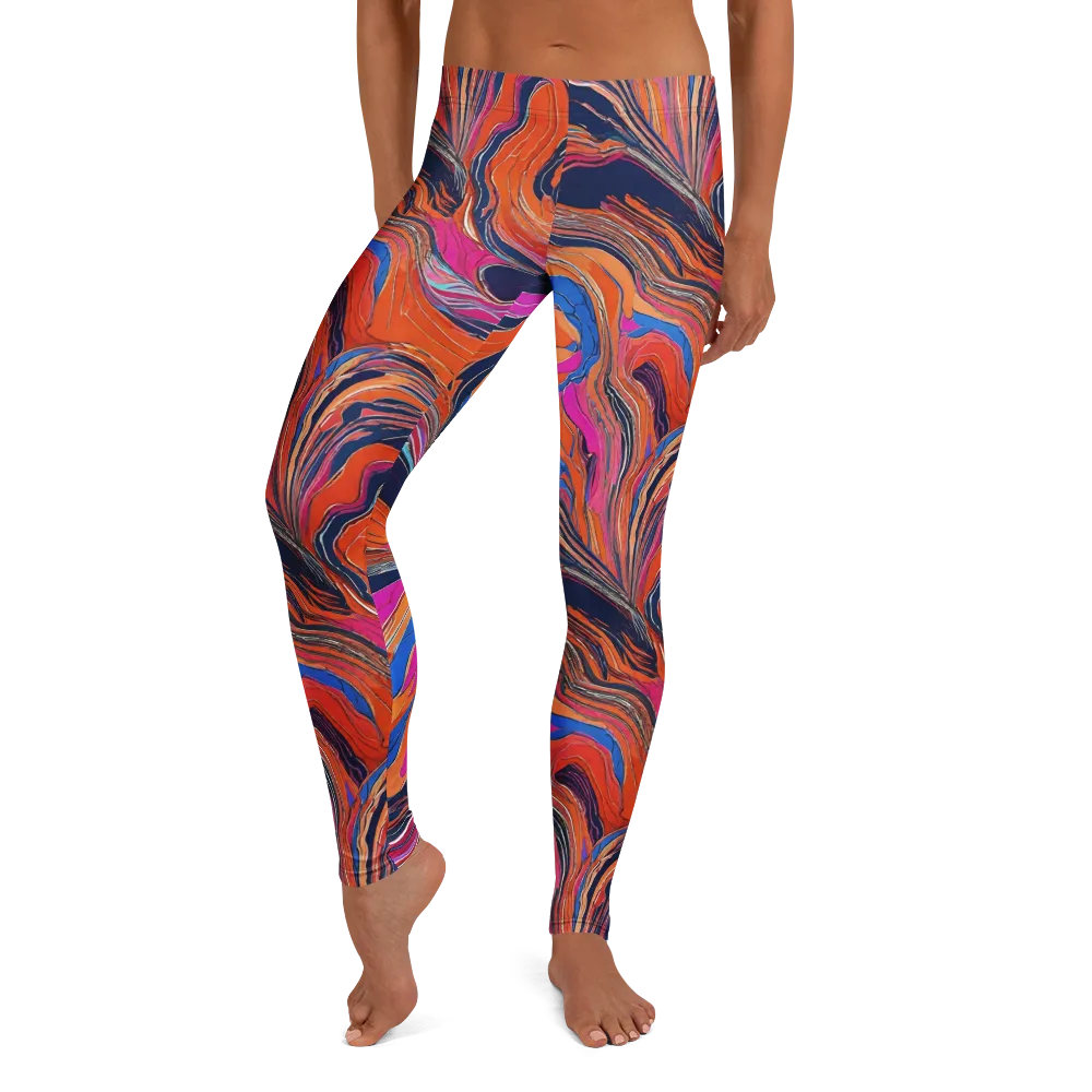 Coral Static on Leggings — Front
