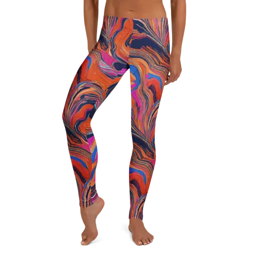 Coral Static on a Leggings