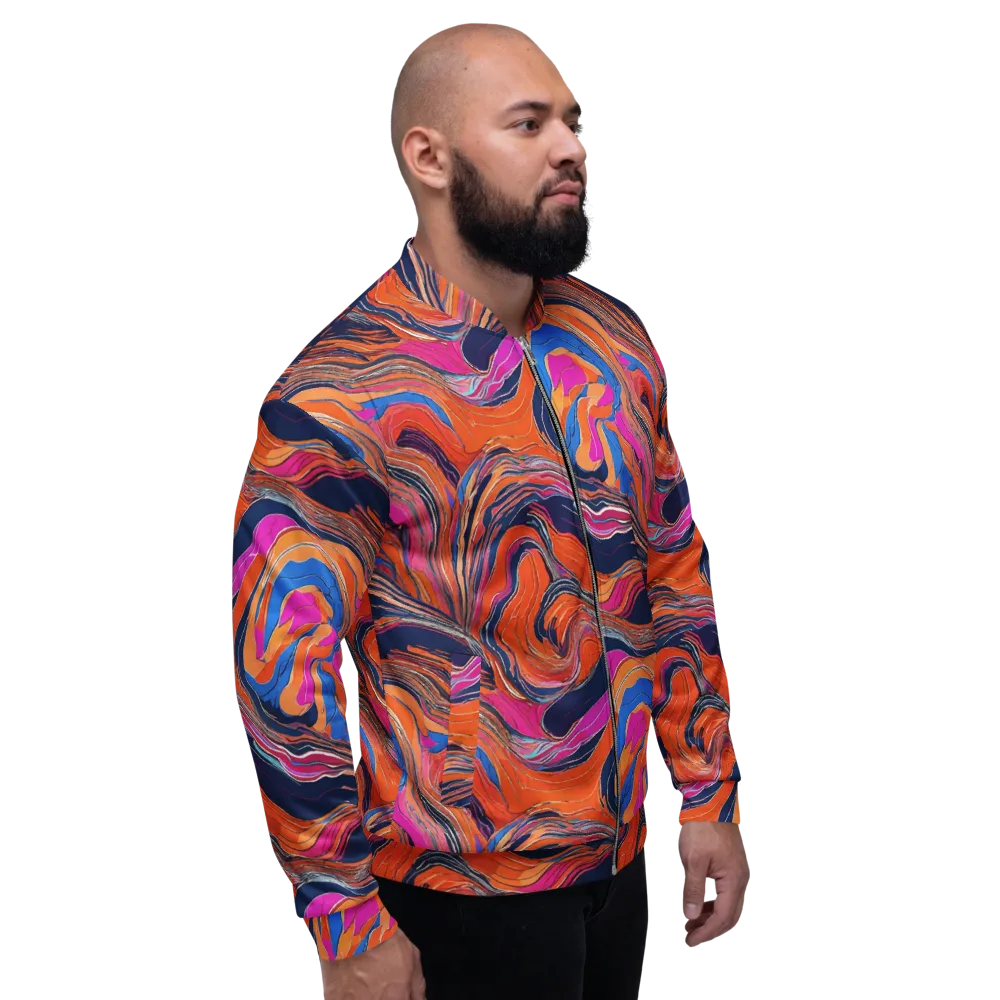 Coral Static on Bomber Jacket — Right