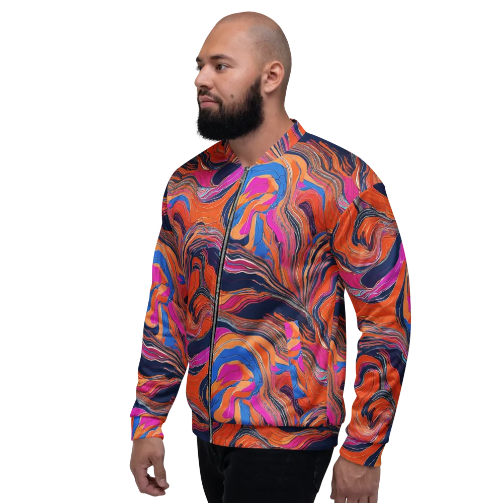 Coral Static on Bomber Jacket — Left