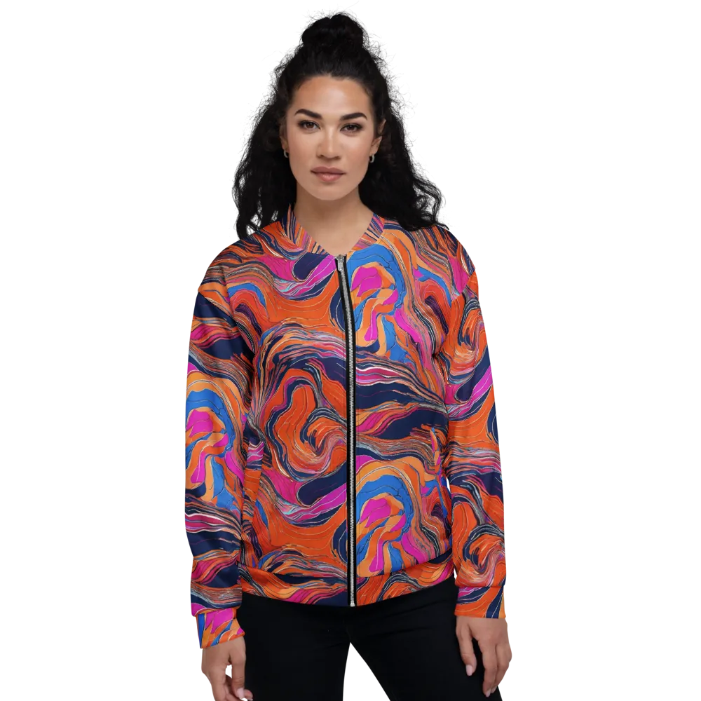 Coral Static on Bomber Jacket — Front