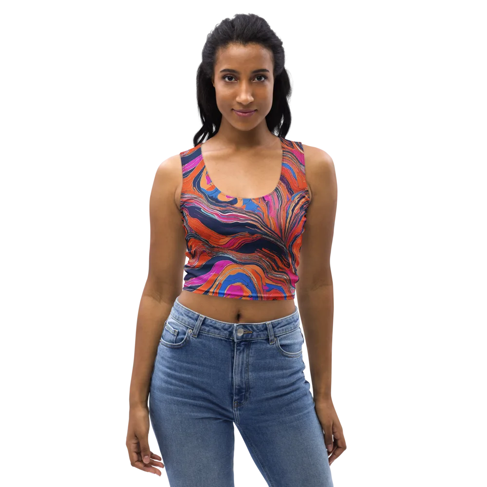 Coral Static on Crop Top — Front