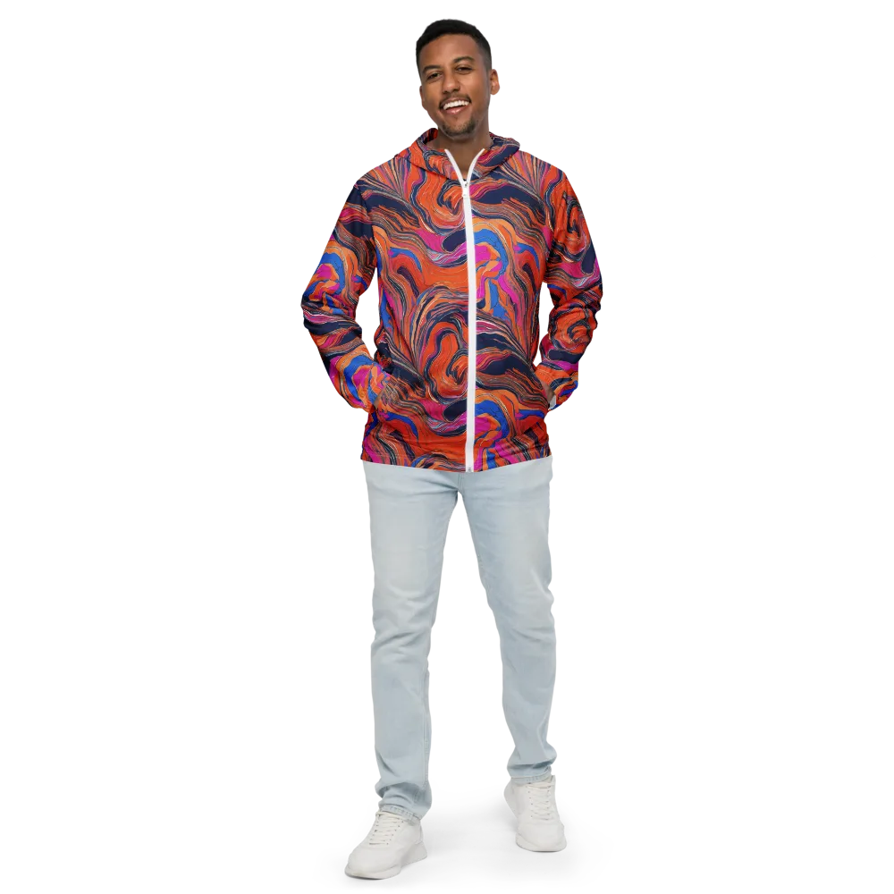 Coral Static on Men's Windbreaker — Front