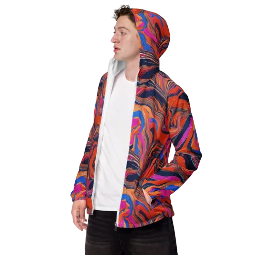 Coral Static on a Men's Windbreaker