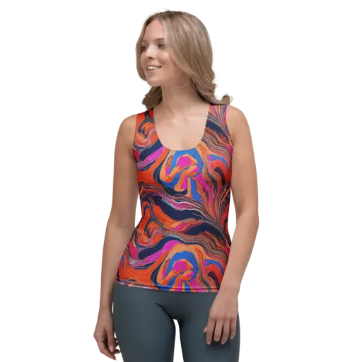 Coral Static on a Women's Tank Top