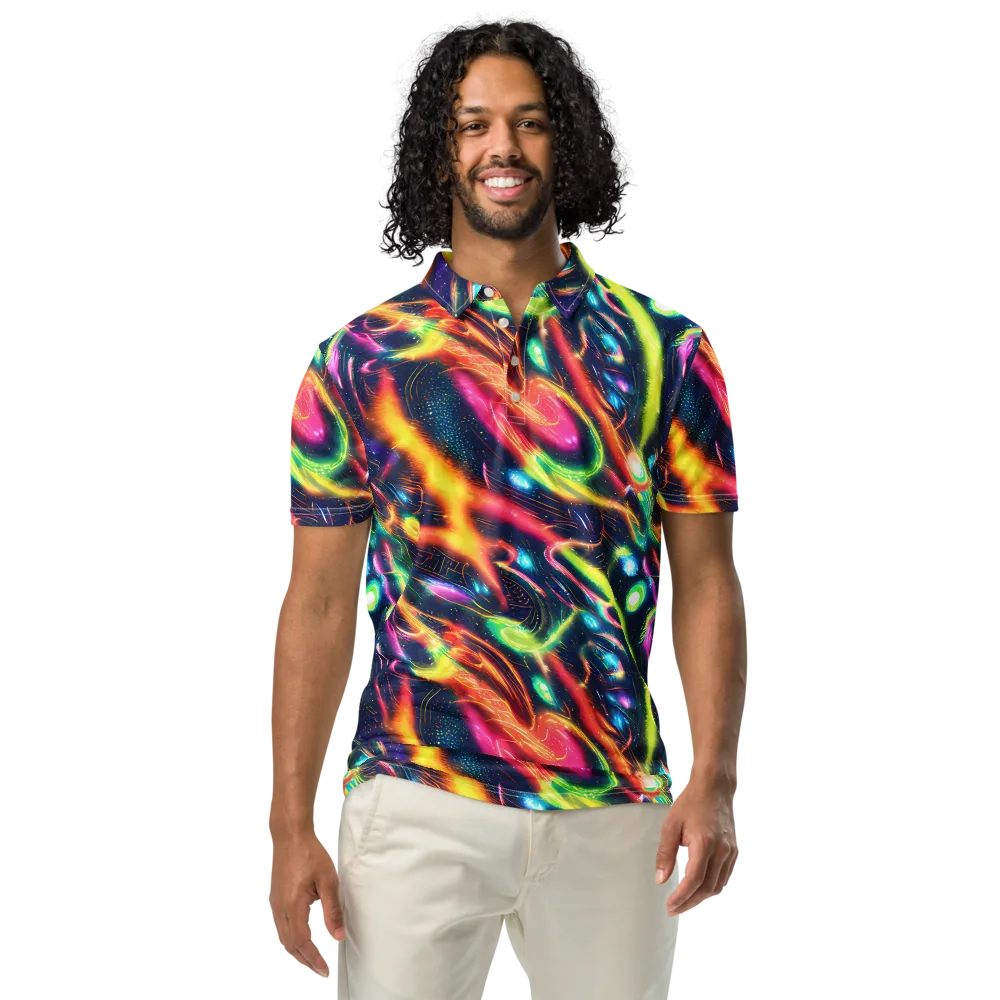Plasma Playground on Men's Slim Fit Polo Shirt — Front