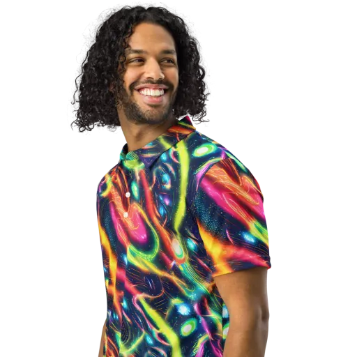 Plasma Playground on a Men's Slim Fit Polo Shirt
