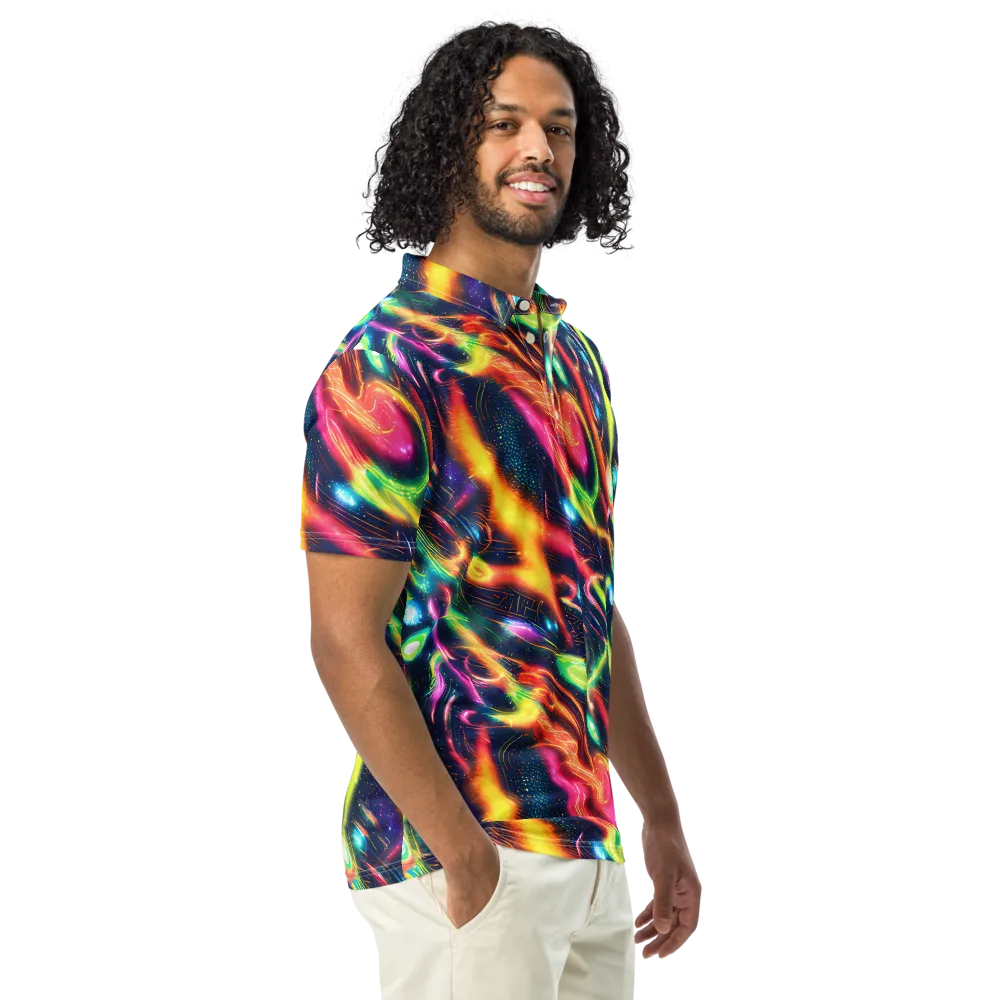 Plasma Playground on Men's Slim Fit Polo Shirt — Right Front