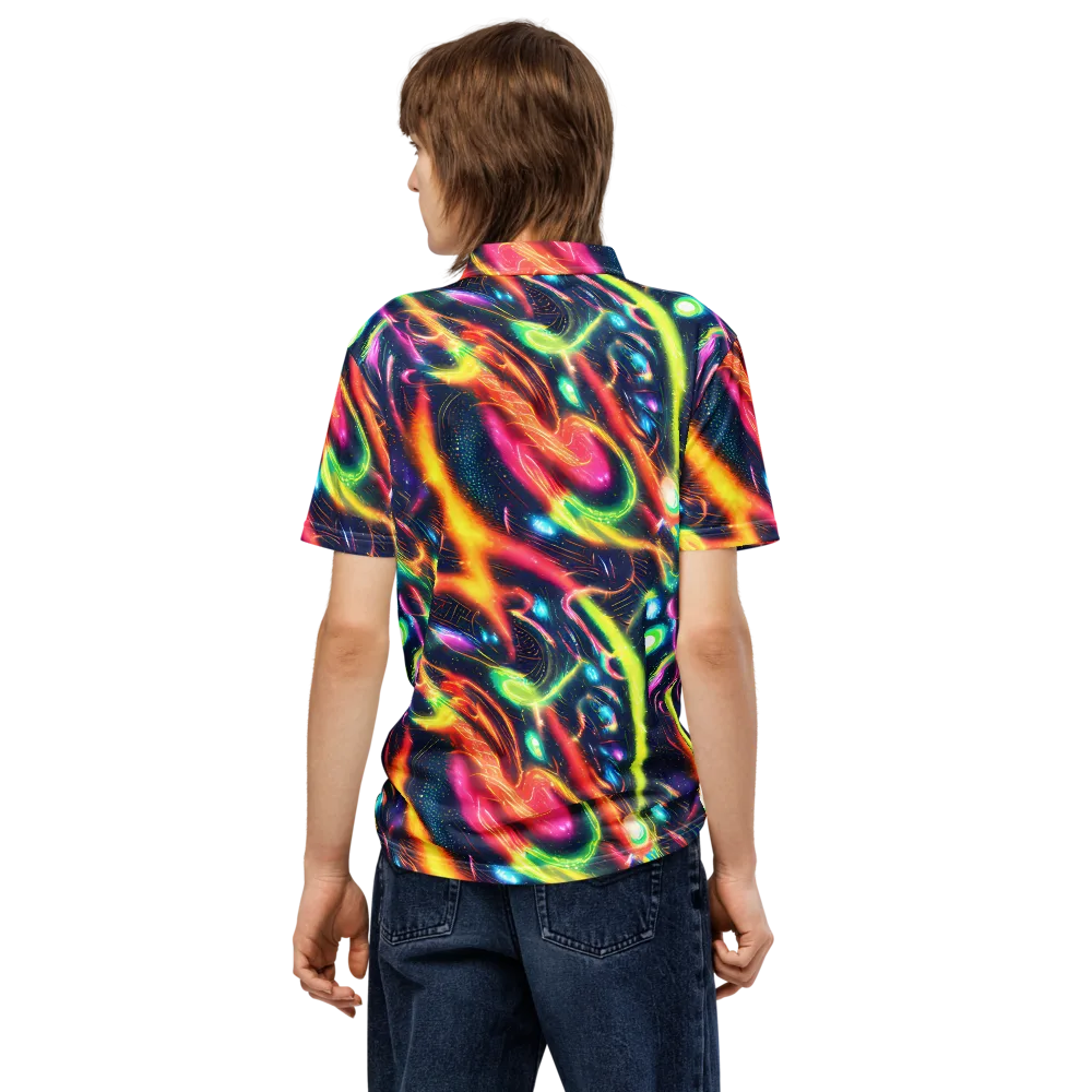 Plasma Playground on Men's Slim Fit Polo Shirt — Back