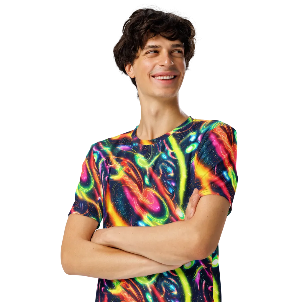 Plasma Playground on Men's Crew Neck T-Shirt — Left Front
