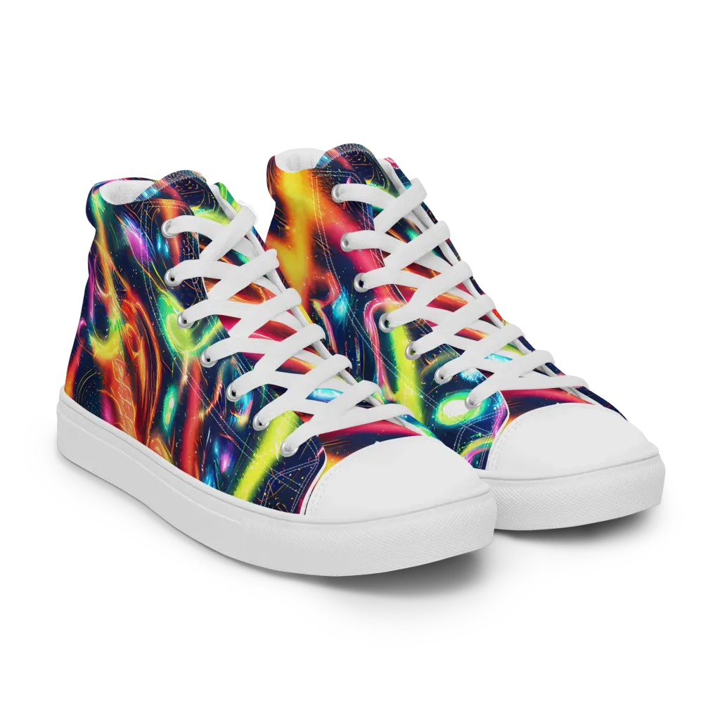 Plasma Playground on Men's High Top Canvas Shoes — Right Front