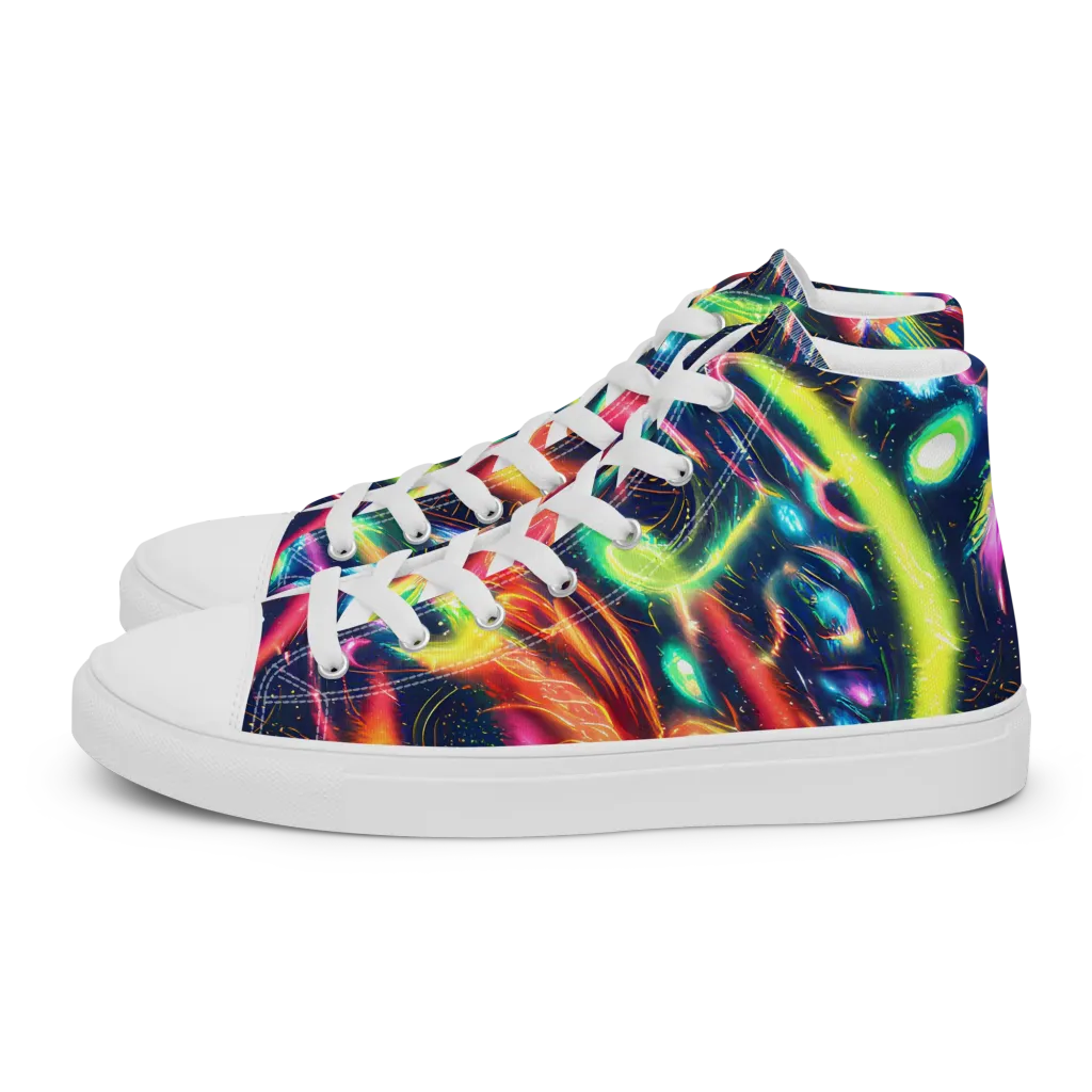 Plasma Playground on Men's High Top Canvas Shoes — Left