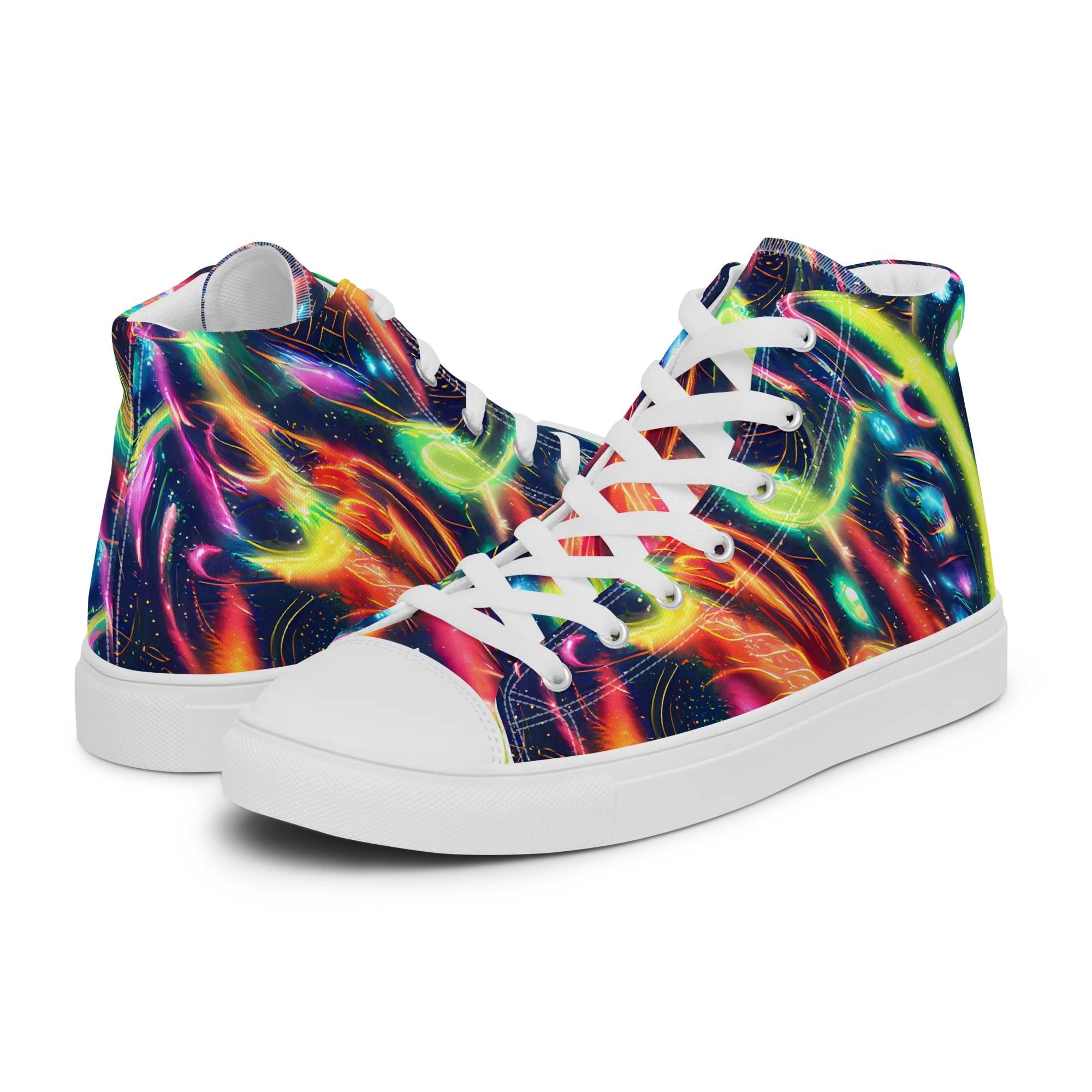 Plasma Playground on Men's High Top Canvas Shoes — Left